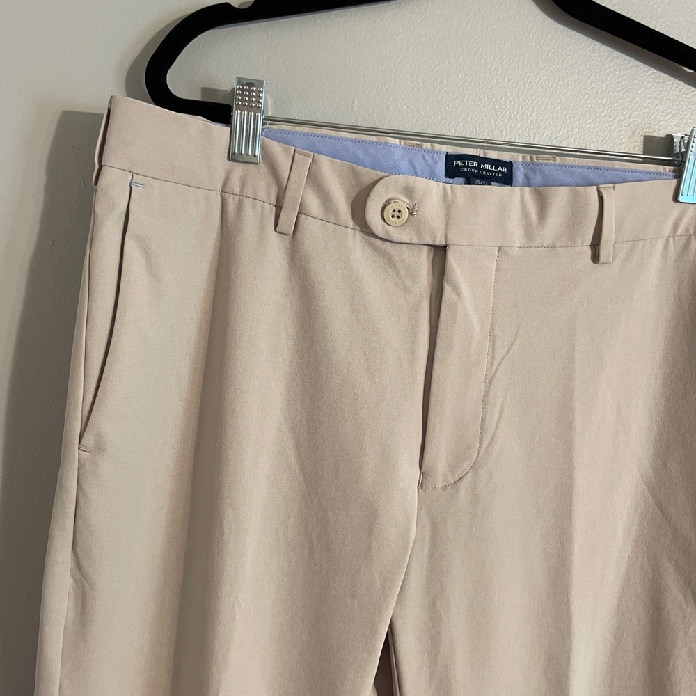 Peter Millar Trousers Mens 35x32 Khaki Crown Crafted Oat Performance Chino